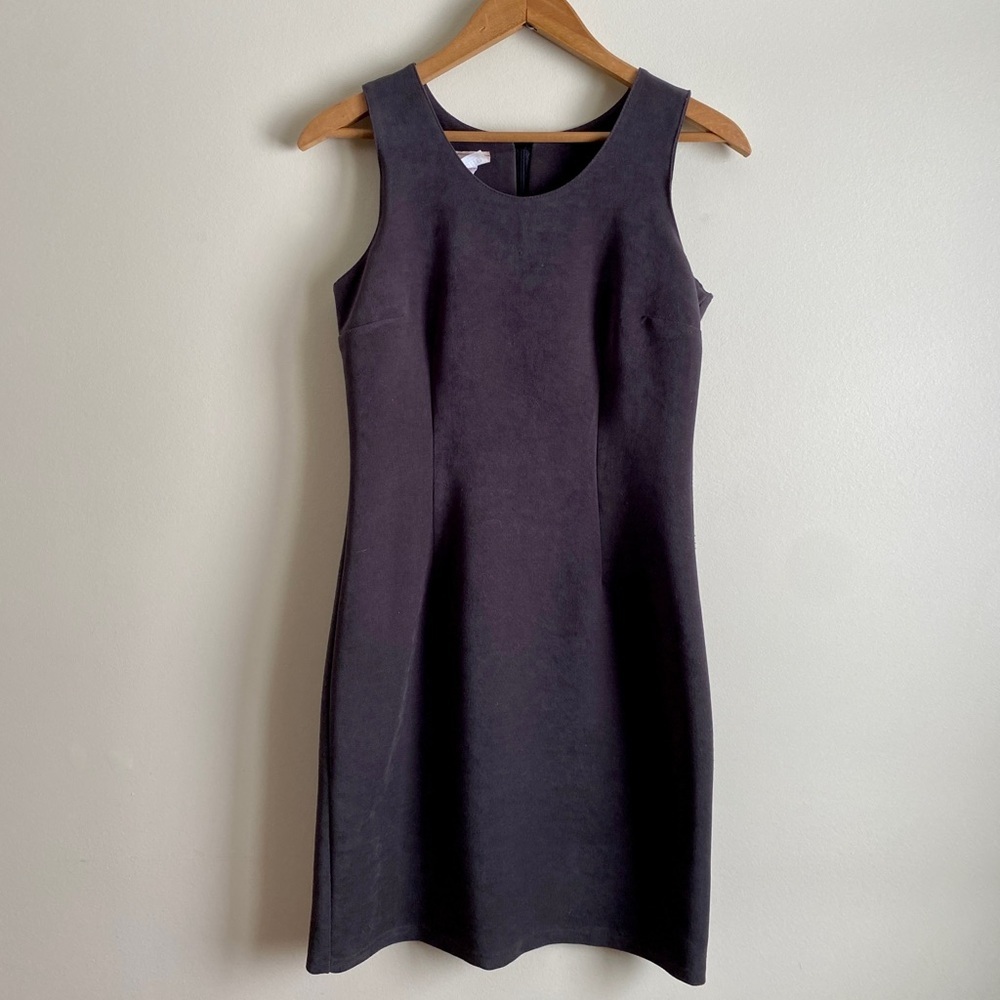Vintage Actu-Elle Soft Suede Mini Sleeveless Dress Charcoal